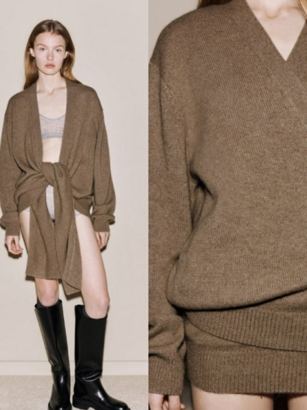 Zara 100% Cashmere Wrap Heavy Weight Cardigan